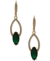 ANNE KLEIN GOLD-TONE PAVE & NAVETTE COLOR STONE DROP EARRINGS