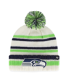 47 BRAND BIG BOYS AND GIRLS '47 BRAND CREAM SEATTLE SEAHAWKS DRIFTWAY CUFFED KNIT HAT WITH POM