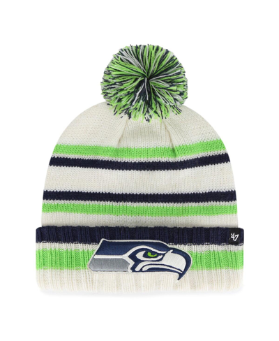 47 Brand Kids' Big Boys And Girls ' Cream Seattle Seahawks Driftway Cuffed Knit Hat With Pom