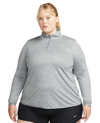 Nike Women's Dri-fit Swift Element Uv 1/4-zip Running Top (plus Size) In Grey