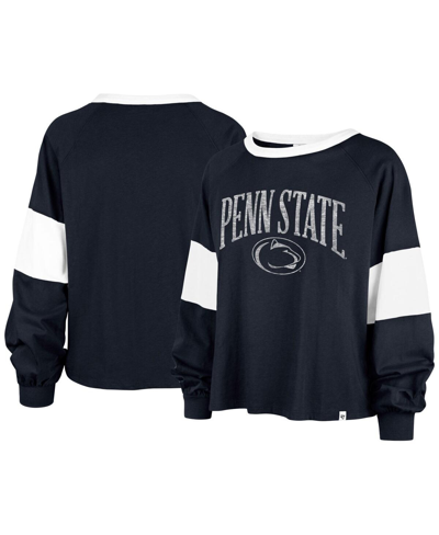 47 Brand Women's ' Navy Distressed Penn State Nittany Lions Upside Rhea Raglan Long Sleeve T-shirt