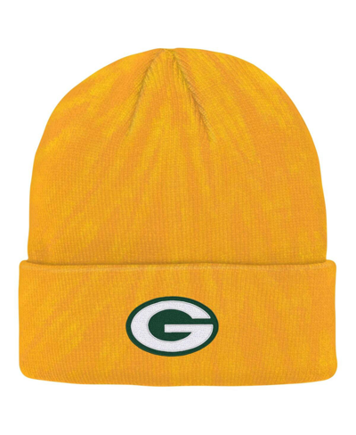 Outerstuff Kids' Big Boys And Girls Gold Green Bay Packers Tie-dye Cuffed Knit Hat