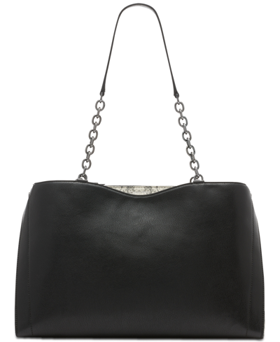 Calvin Klein Nova Colorblocked Triple Compartment Tote Bag With Chain Strap In Black,white
