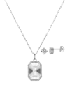 UNWRITTEN CUBIC ZIRCONIA INITIAL PENDANT NECKLACE AND STUD EARRING SET