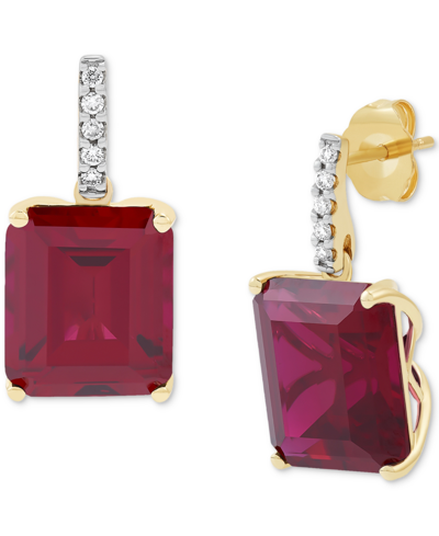 Grown With Love Lab Grown Emerald (10 Ct. T.w.) & Lab Grown Diamond (1/10 Ct. T.w.) Drop Earrings In 14k Gold In Ruby
