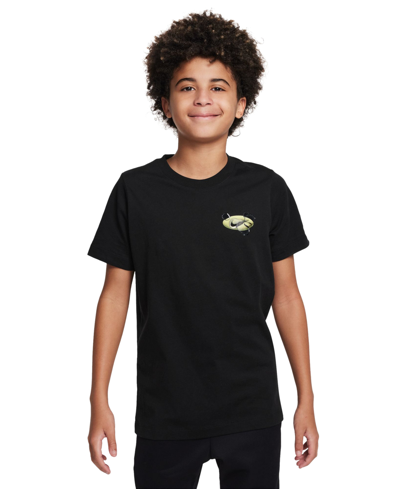 Nike Big Kids Sportswear Standard-fit Printed T-shirt In Black