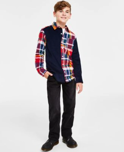 Tommy Hilfiger Kids' Toddler Little Big Boys Plaid Corduroy Shirt Carpenter Jeans In Well Worn