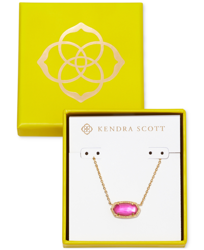 Kendra Scott Elisa Azalea Illusion Stone Pendant Necklace In 14k Gold Plated, 15-17 In Gold/azalea