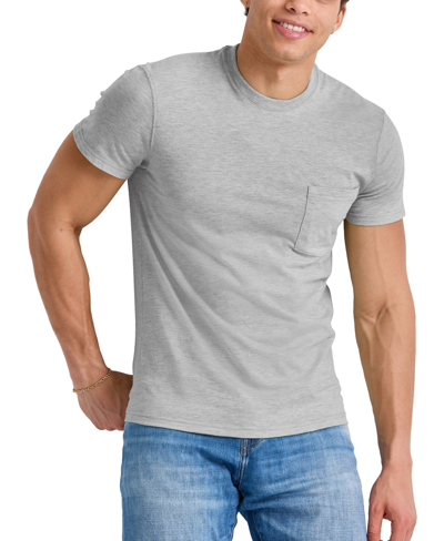 Alternative Apparel Men's Hanes Originals Cotton Short Sleeve Pocket T-shirt In Light Steel