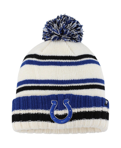 47 Brand Kids' Big Boys And Girls ' Cream Indianapolis Colts Driftway Cuffed Knit Hat With Pom