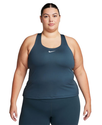 Nike Plus Size Active Medium-support Padded Sports Bra Tank Top In Deep Jungle