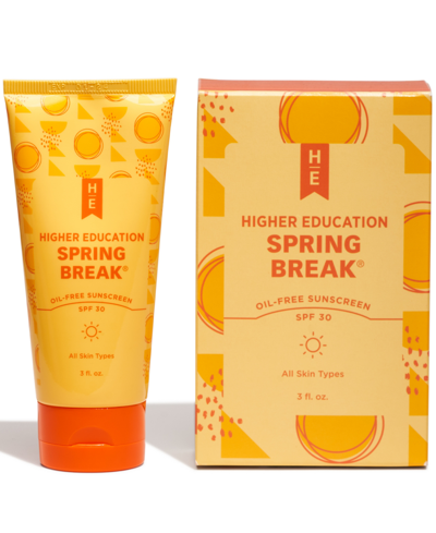 Higher Education Skincare Spring Break Oil Free Sunscreen Spf 30, 3 Fl. Oz. In No Color