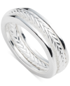 Ralph Lauren 3-pc. Set Polished & Herringbone Design Stack Rings In Sterling Silver In Sterling Silver