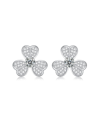 STELLA VALENTINO STERLING SILVER WHITE GOLD PLATED WITH 0.25CTW LAB CREATED MOISSANITE BLOOMING FLOWER PETAL STUD EAR