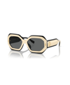 Tory Burch Miller Acetate Rectangle Sunglasses In Black,ivory
