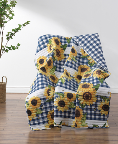 Greenland Home Fashions Sunflower Reversible Gingham Throw, 50" X 60" In Gold