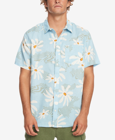 Quiksilver Men's Trippy Floral Short Sleeve Shirt In Clear Sky Trippy
