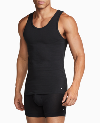 Nike Men's Slim-fit 2-pk. Essential Stretch Tank Undershirts In Black,black