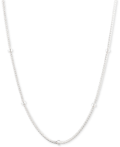 Ralph Lauren Herringbone Link Rondelle 17" Chain Necklace In Sterling Silver