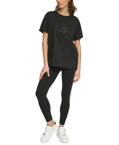 Dkny Sport Women's Rhinestone Medallion Logo T-shirt In Black,black ...