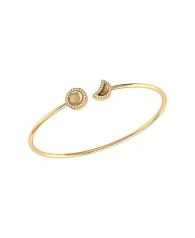 Luvmyjewelry Moon Phases Adjustable Diamond Cuff In 14k Yellow Gold Vermeil On Sterling Silver