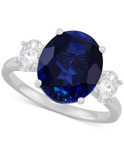 Grown With Love Lab Grown Sapphire (5-5/8 Ct. T.w.) & Lab Grown Diamond (3/8 Ct. T.w.) Ring In 14k White Gold