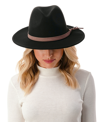 Marcus Adler Women's Wool Blend Felt Hat With Faux Leather Band In Black