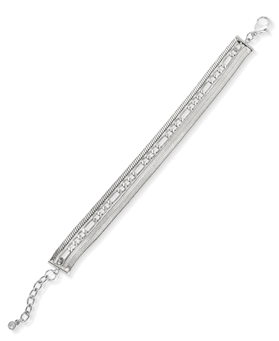On 34th Multi-row Bracelet, 7" + 1" Extender, Created For Macy's In Silver