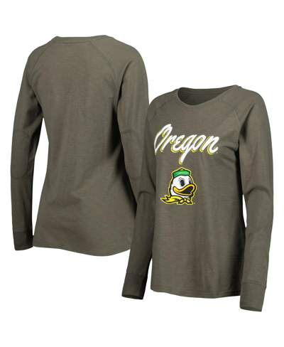 Boxercraft Olive Oregon Ducks Payton Elbow Patch Slub Raglan Long Sleeve T-shirt