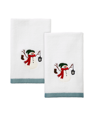 Avanti Snowman Park Cotton 2 Pack Fingertip Towel, 11" X 18" In White