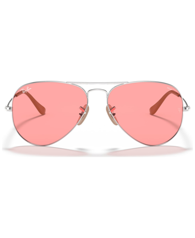 Ray Ban Sunglasses, Rb3025 Aviator In Silver,pink