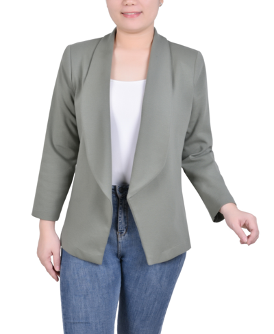 Ny Collection Women's 3/4 Sleeve Shawl Collar Jacket In Burnt Olive