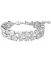 Swarovski Rhodium-plated Mixed Crystal Double-row Flex Bracelet In Silver