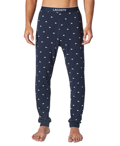 Lacoste Men's Stretch Croc Logo-print Pajama Joggers In Blue