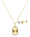 Unwritten Cubic Zirconia Initial Pendant Necklace And Stud Earring Set In Gold J
