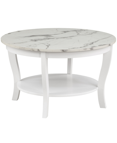 Convenience Concepts 30" Medium-density Fiberboard American Heritage Round Coffee Table In White Faux Marble,white