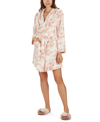 Memoi Women's Marble Luxe Fleece Plush Pom Pom Robe In Pale Rose