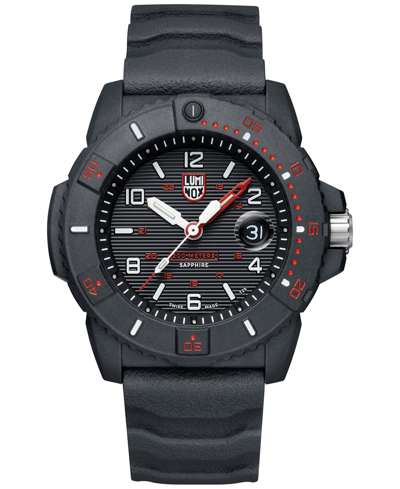 Luminox Men's Swiss Navy Seal Magnifying Glass Dive Black Rubber Strap Watch 45mm In No Color