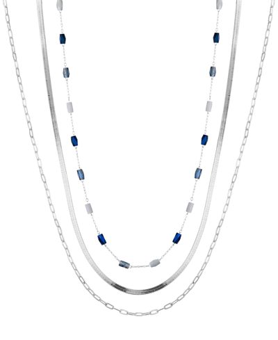 Unwritten Crystal Bead Layered 3 Piece Necklace Set In Silver