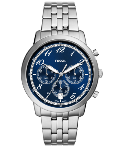 Fossil Men's Neutra Chronograph Silver-tone Stainless Steel Watch 44mm In Blue