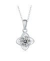 Stella Valentino Sterling Silver With 2ct Round Lab Created Moissanite Solitaire 4-pointed Orbital Star Pendant Neckl