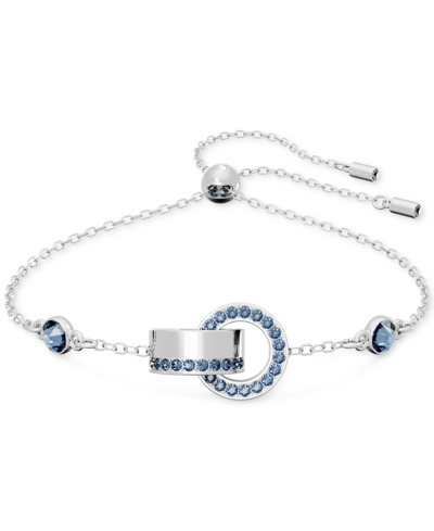 Swarovski Women's Hollow Rhodium-plated & Crystal Interlocking Loop Bracelet In Blue