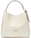 Kate Spade Knott Croc Embossed Leather Small Crossbody Tote In Halo White