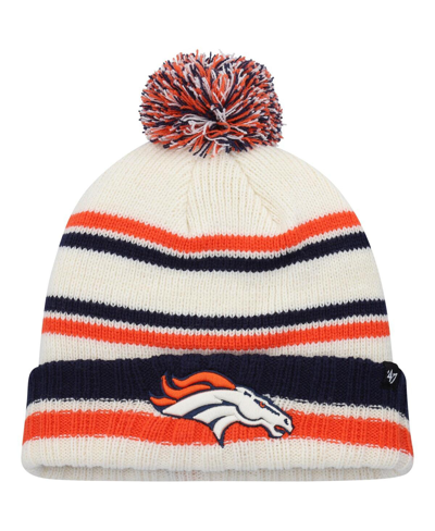 47 Brand Kids' Big Boys And Girls ' Cream Denver Broncos Driftway Cuffed Knit Hat With Pom