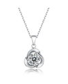 STELLA VALENTINO STERLING SILVER WHITE GOLD PLATED WITH 1CT ROUND MOISSANITE SOLITAIRE FLOWER SWIRL PENDANT NECKLACE