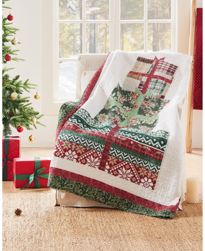 Greenland Home Fashions Festive Presents Patchwork Throw, 50" X 60" In Red