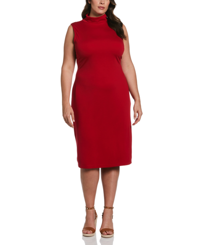 Ella Rafaella Plus Size Funnel Neck Sleeveless Dress In Ruby
