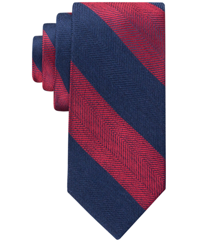 Tommy Hilfiger Men's Herringbone Stripe Tie In Navy Red