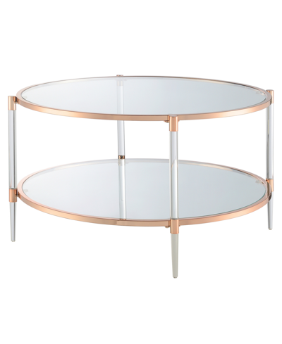 Convenience Concepts 34" Glass Royal Crest Acrylic Legs Coffee Table In Rose Gold,glass
