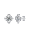 Stella Valentino Sterling Silver With 0.50ctw Lab Created Moissanite Four-leaf Halo Cluster Stud Earrings